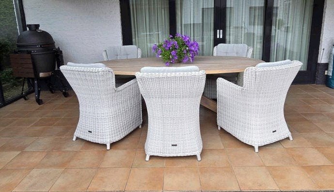 Luxe Tuinset van Kees Smit Tuinmeubelen, 7-delig, Ophalen, Gebruikt, Hardhout, 6 zitplaatsen