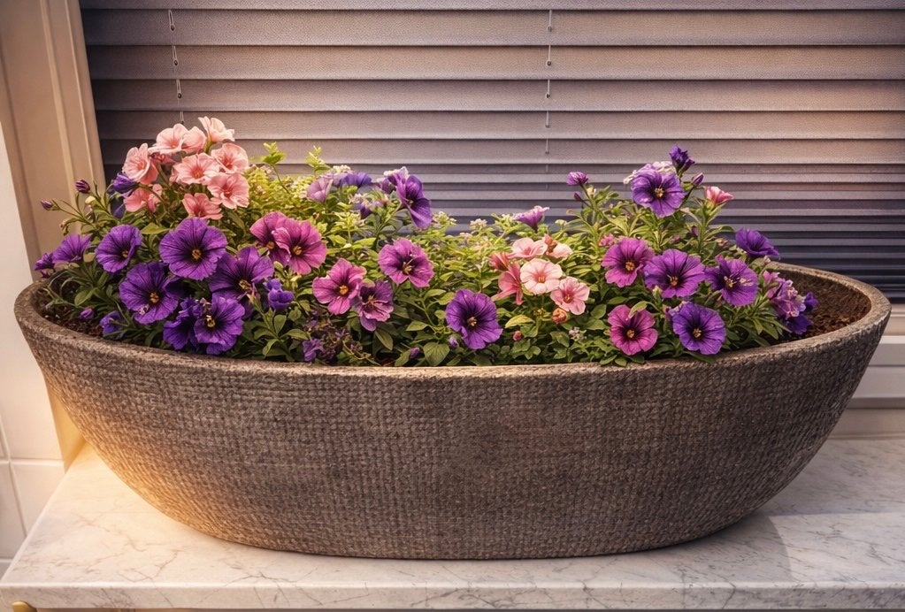 Stijlvolle Bloempot met Levendige Bloemen, Ophalen, 40 cm of meer, Rond, Binnen