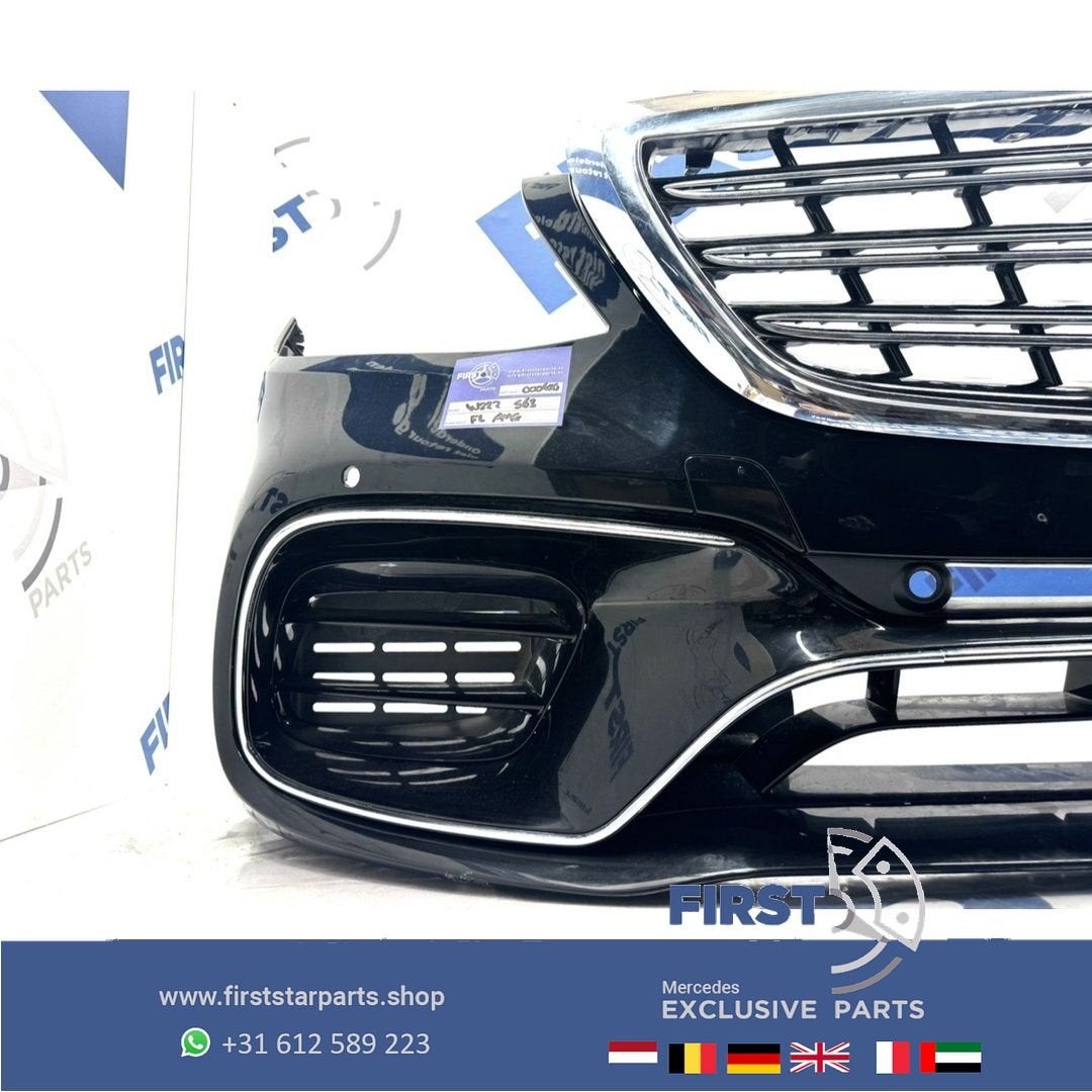BUMPER W222 S63 AMG VOORBUMPER COMPLEET ZWART WIT GRIJS Merc, Auto-onderdelen, Gebruikt, -, Voor, Ophalen of Verzenden