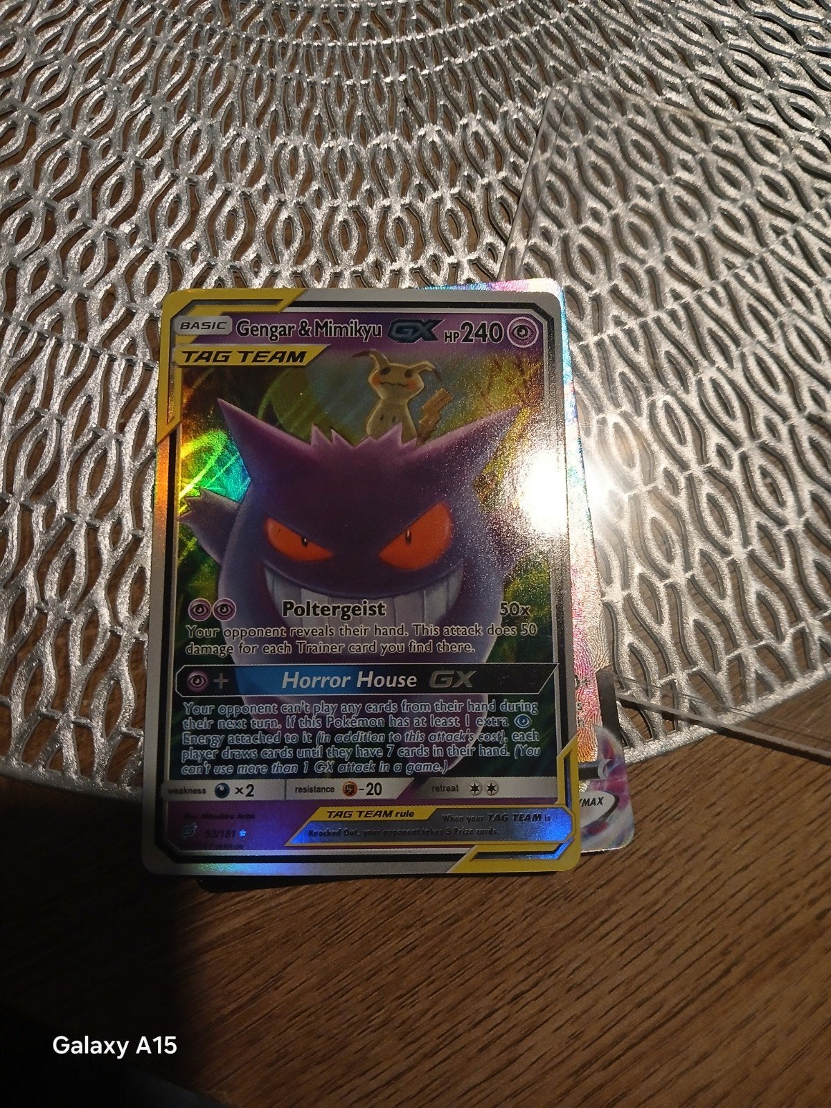 Pokémon Kaart: Gengar & Mimikyu GX TAG TEAM, Ophalen of Verzenden, Zo goed als nieuw, Losse kaart