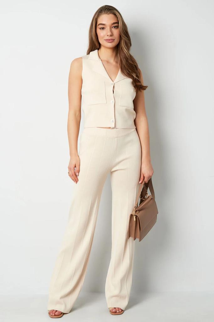 Viscose Set: Wideleg Broek & V-hals Top met Knopen, Zwart, Nieuw, Ophalen of Verzenden, Maat 36 (S)