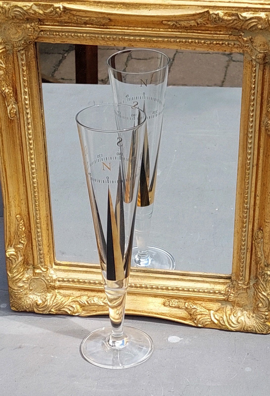 Vintage Champagneglas met Kompasontwerp - Geslo von Grolman, Ophalen of Verzenden