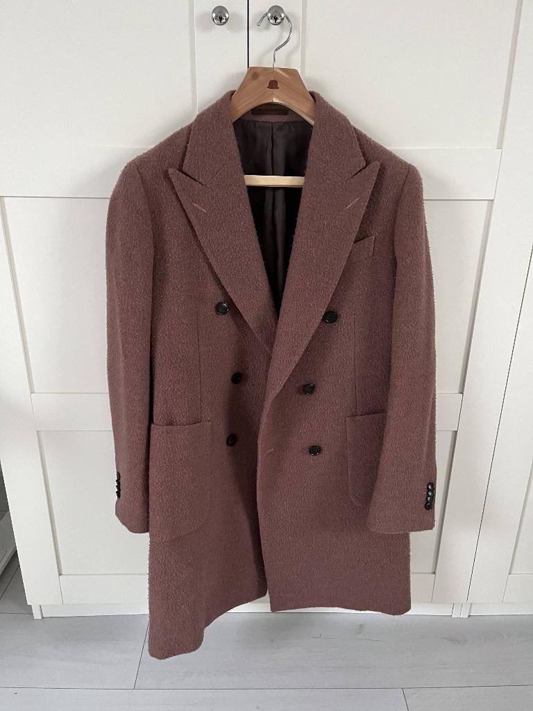Suitsupply heren mantel maat 48 – donkerroze jas, Kleding | Heren, Maat 48/50 (M), Ophalen of Verzenden, Zo goed als nieuw, Roze