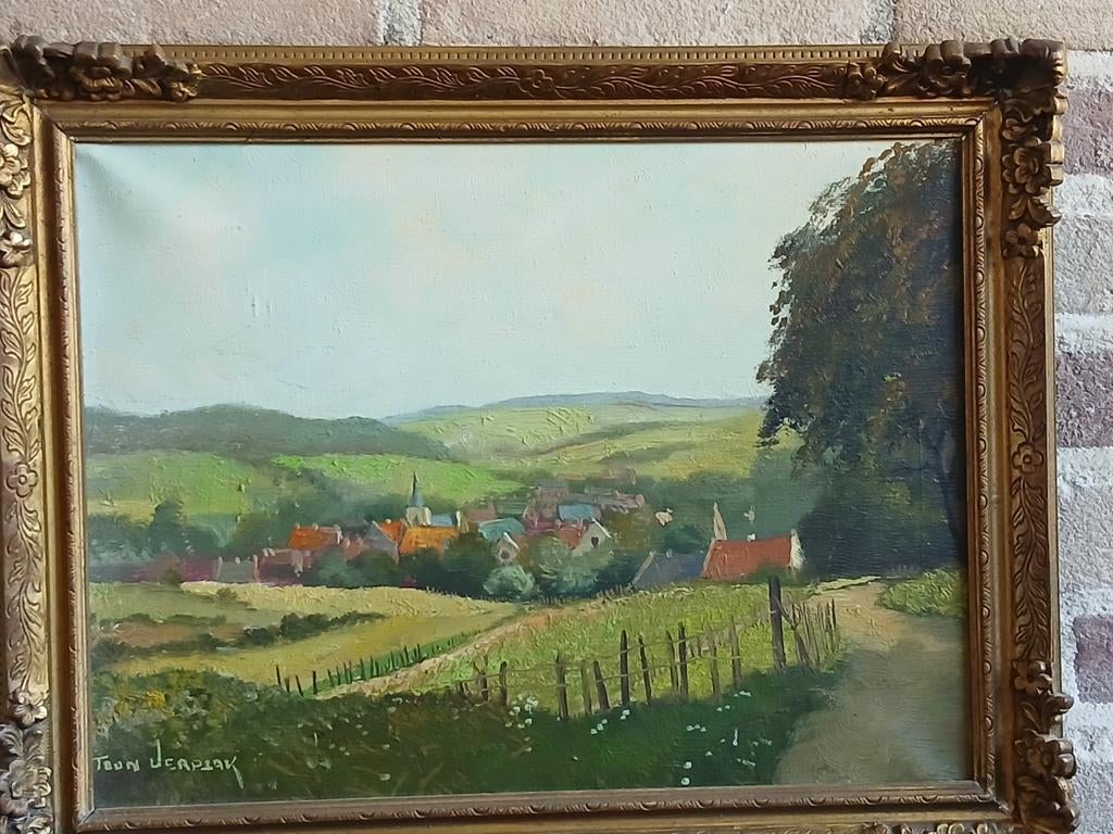 Schilderij Toon Verplak - Limburgs Landschap, Ophalen of Verzenden