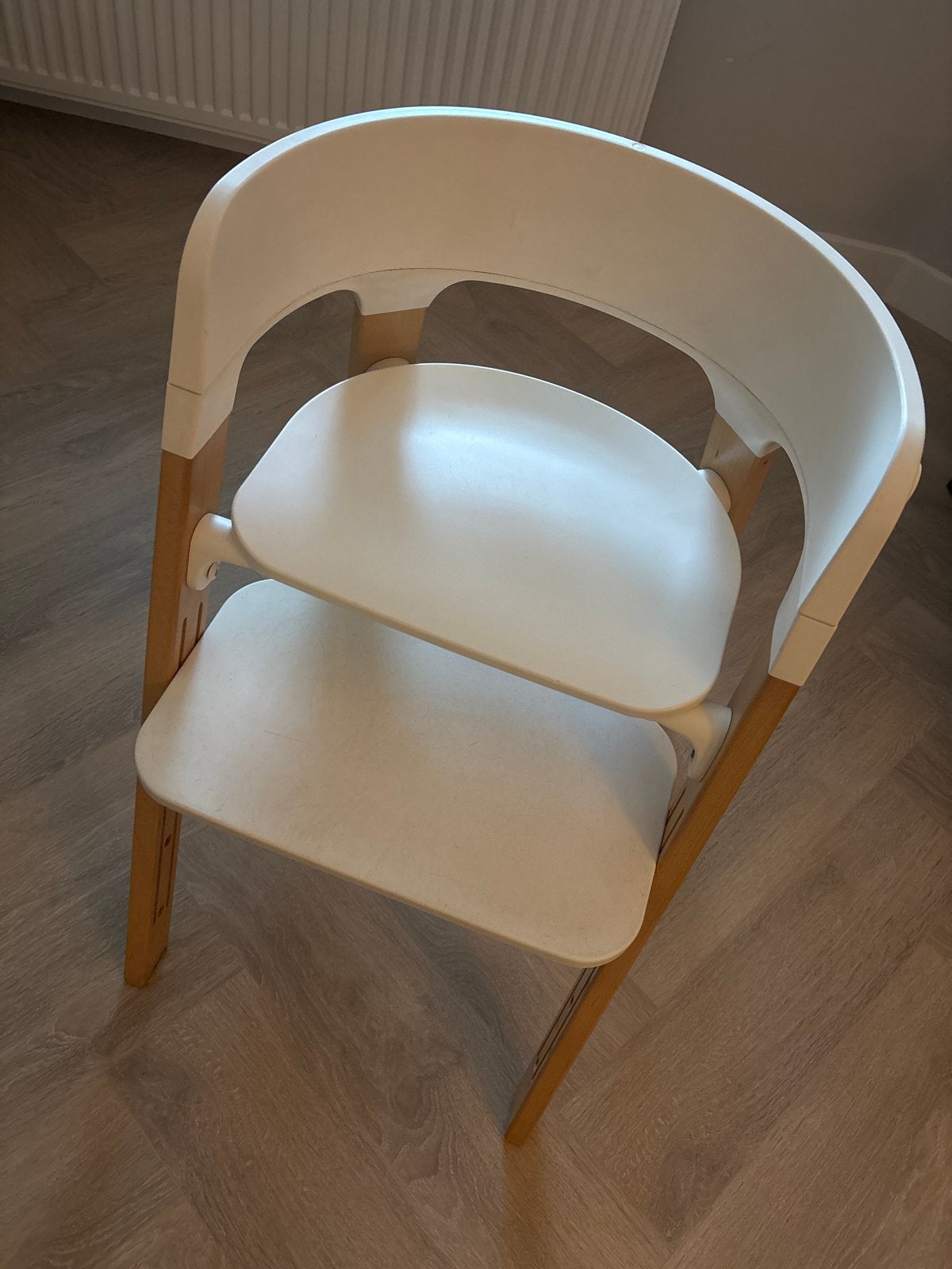Meeegroeistoel wit/hout - verstelbaar STOKKE, Ophalen, Gebruikt, Meegroeistoel, Aanschuifbaar
