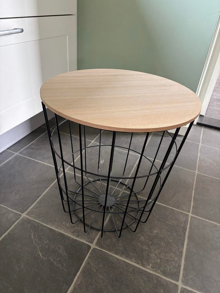 Ronde bijzettafel hout en metaal - 40x40 cm, Ophalen, Minder dan 45 cm, Minder dan 55 cm, Rond