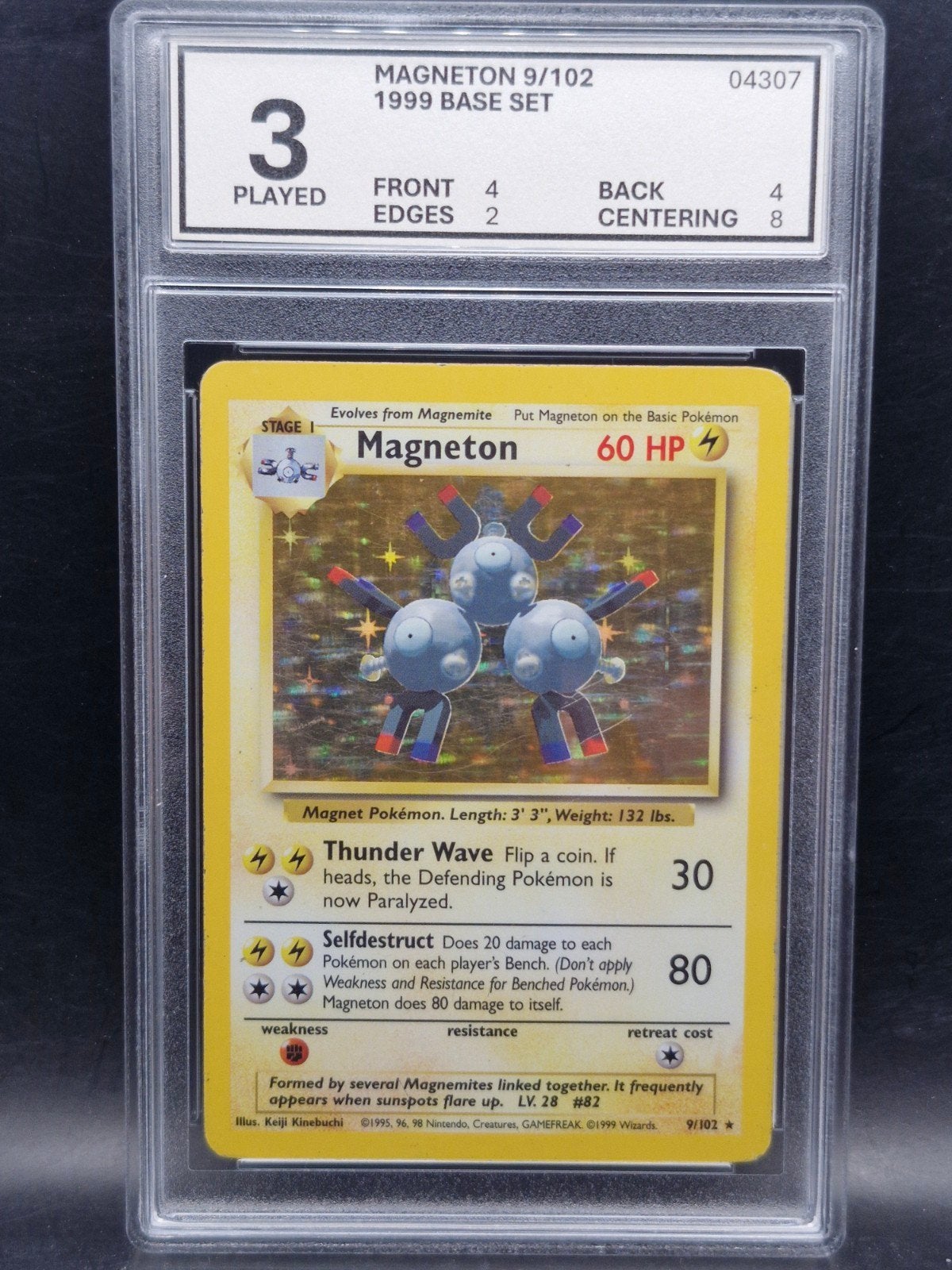 Magneton 1999 base set holo #9 woetoe grading 3, Verzenden, Gebruikt, Losse kaart