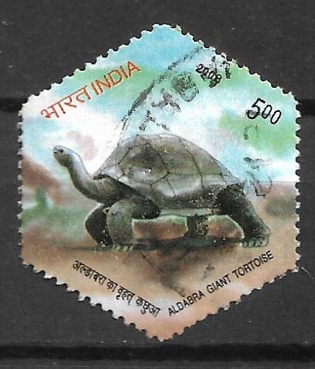 India 2008 Reuzenschildpad landschildpad, Ophalen of Verzenden, Gestempeld, Zuid-Azië