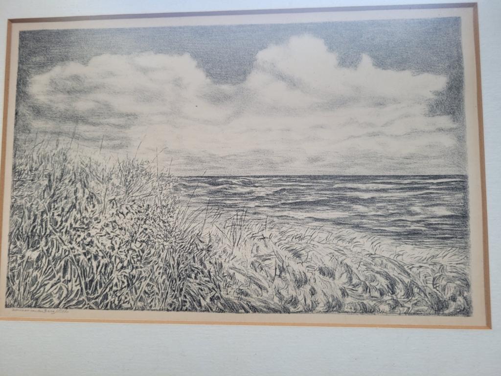 Litho Adriaan van den Berg kust landschap zee schilderij, Antiek en Kunst, Kunst | Schilderijen | Klassiek, Ophalen of Verzenden