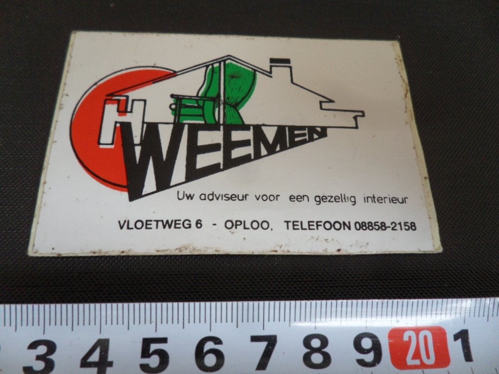 sticker oploo H WEEMEN interieur vloetweg 6, Ophalen, Zo goed als nieuw