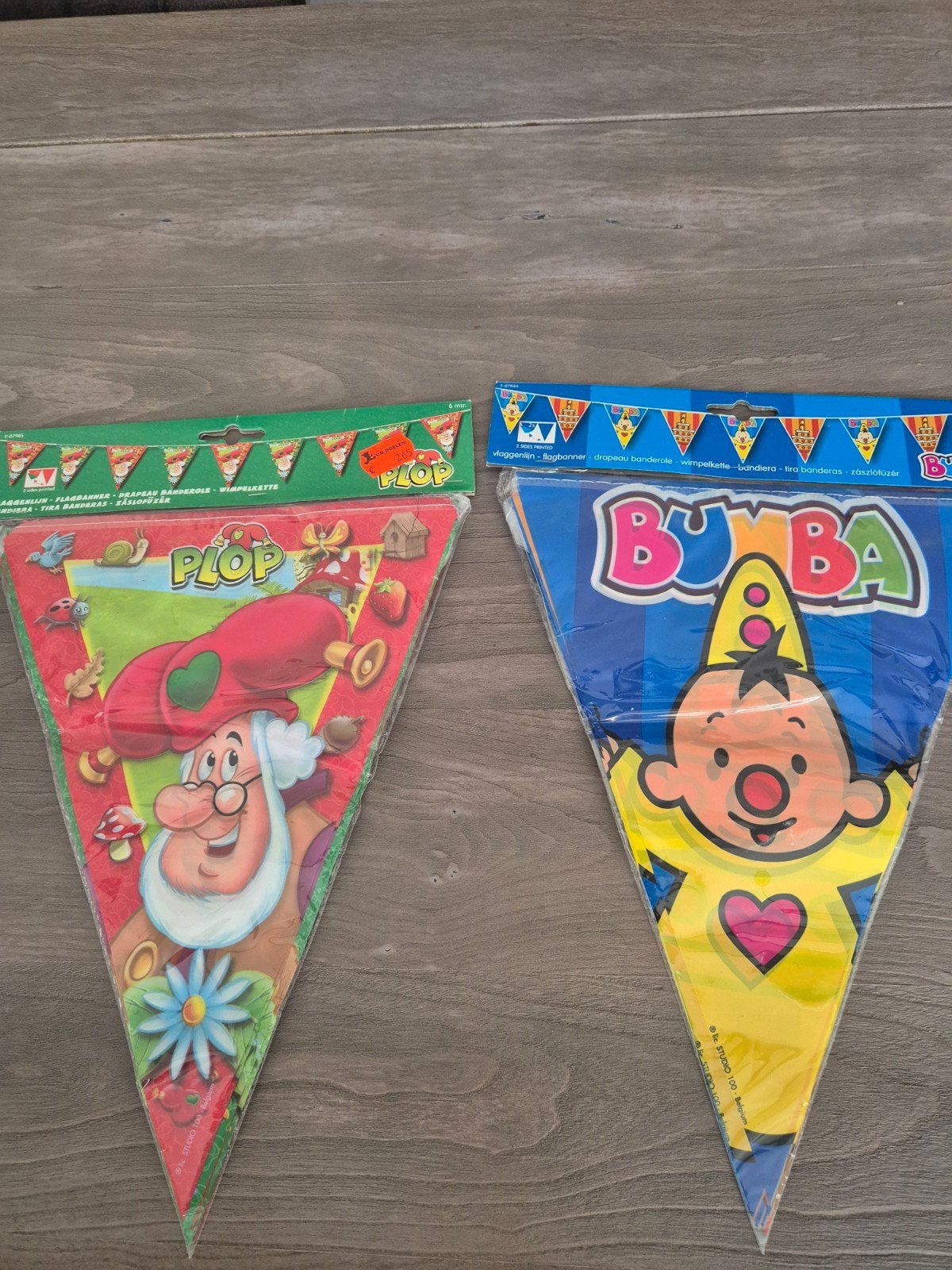 2x Vlaggenlijn Kinderverjaardag - Plop & Bumba (12 meter), Verzenden