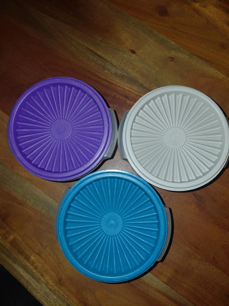 Tupperware kommen met deksels (3 stuks), Ophalen of Verzenden, Gebruikt, Blauw, Bak of Kom
