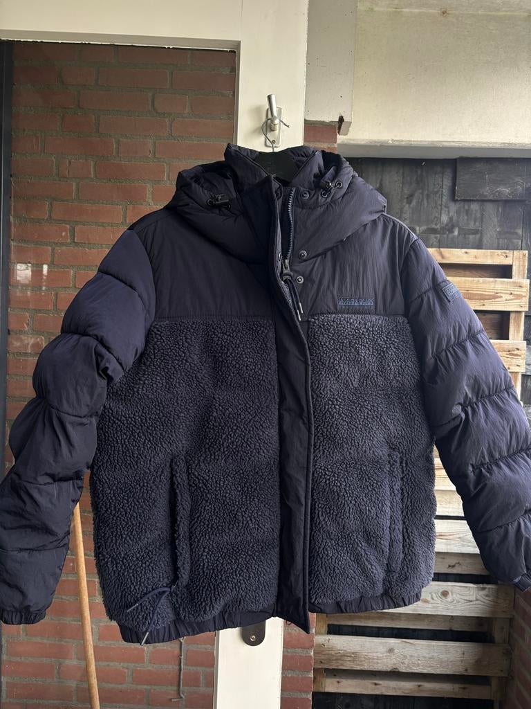 Napapijri Winterjas Donkerblauw, Ophalen of Verzenden, Zo goed als nieuw, Blauw