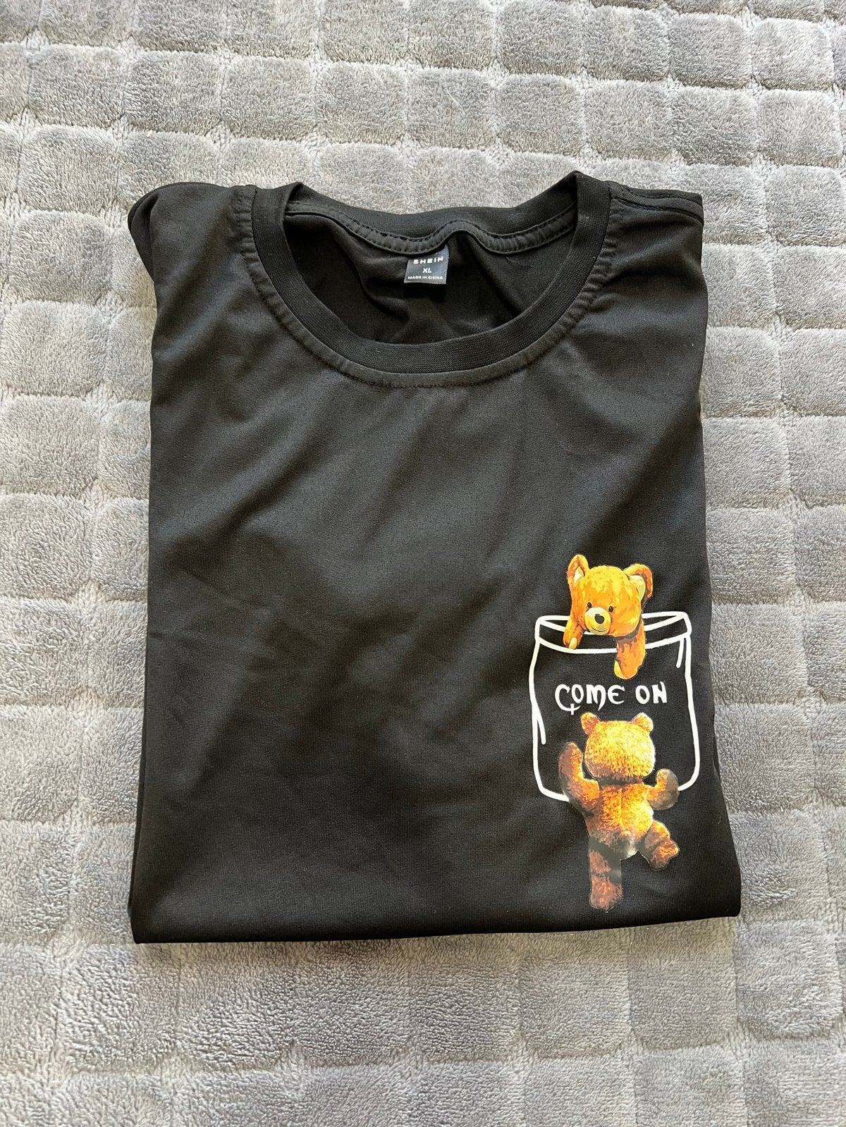NIEUW, leuk zwart shirt met teddybeer print, maat XL, Kleding | Heren, Ophalen of Verzenden, Nieuw, Maat 56/58 (XL), Zwart