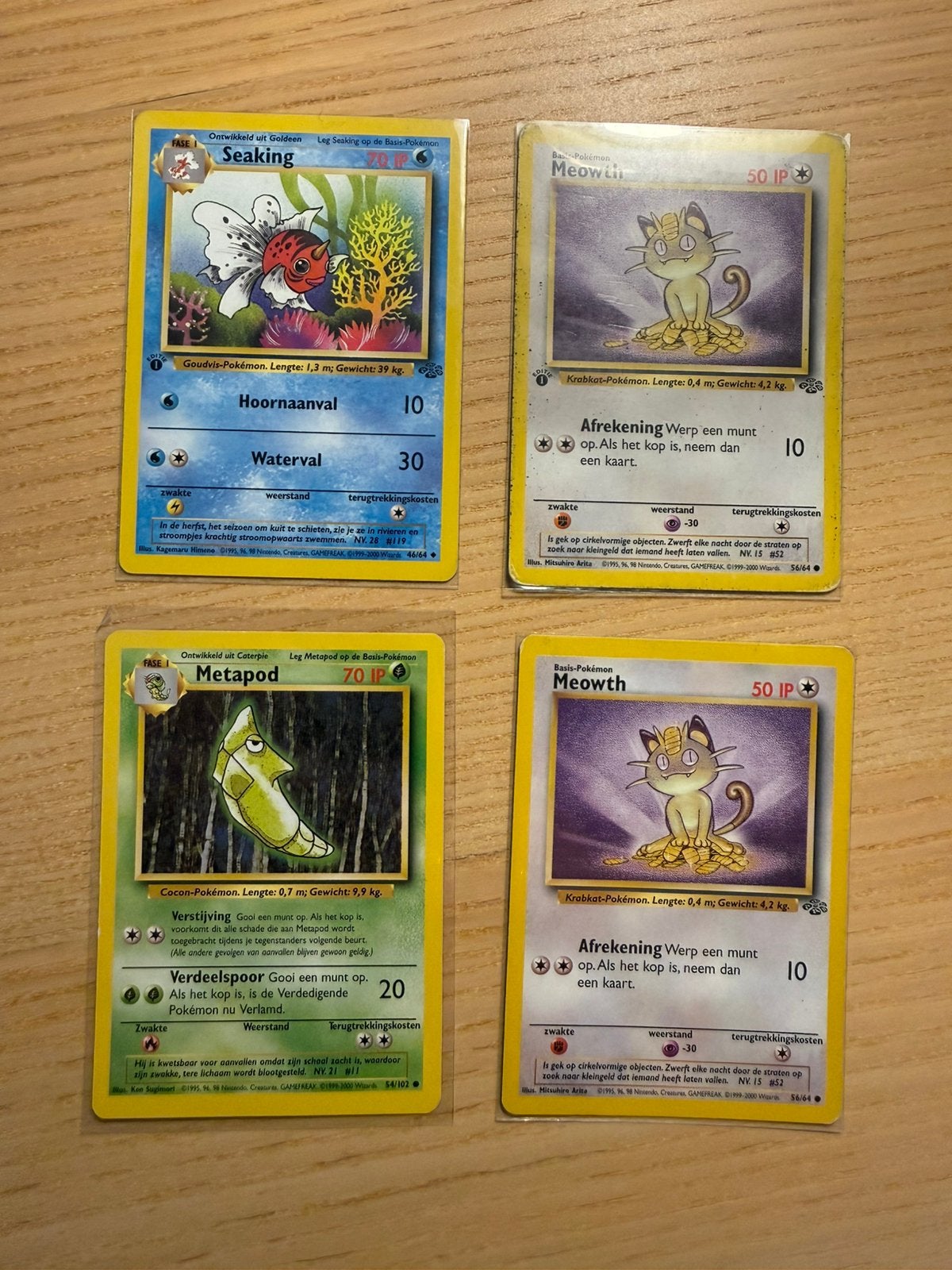 Seaking / Meowth / Metapod Jungle & Base Set, oa 1st edition, Ophalen of Verzenden, Meerdere kaarten