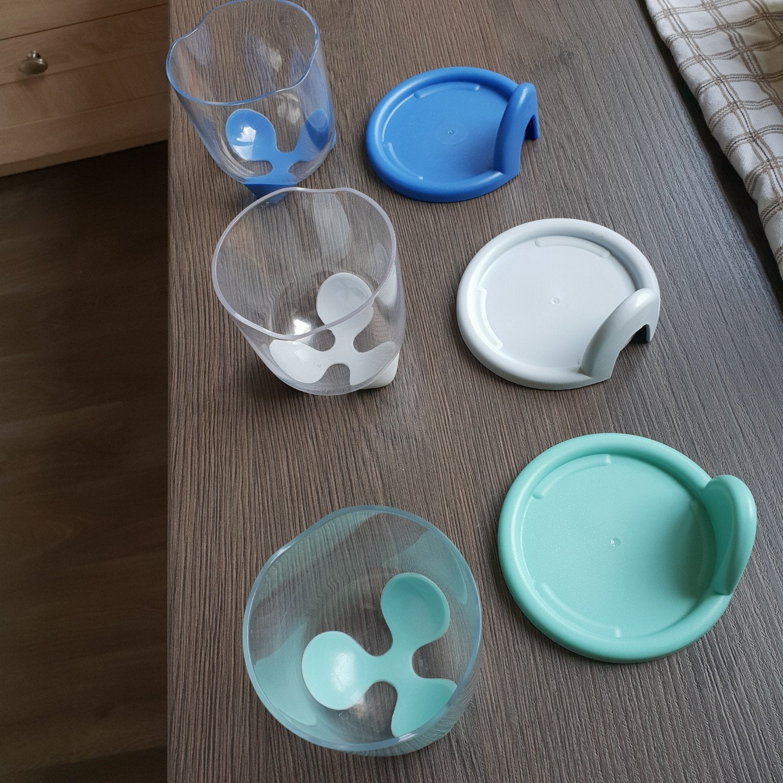 Tupperware badkamer accessoires oceano blauw wit, Ophalen