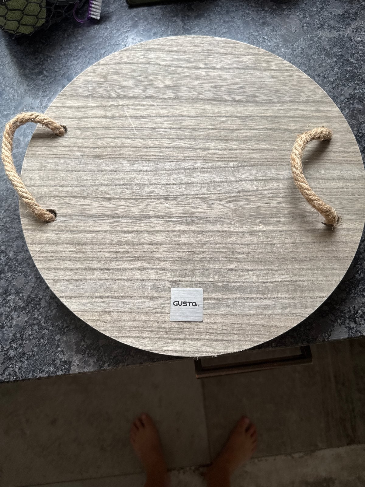 Rond dienblad met touw handvatten - Gusto, Hout, Gebruikt, Ophalen of Verzenden, Landelijk