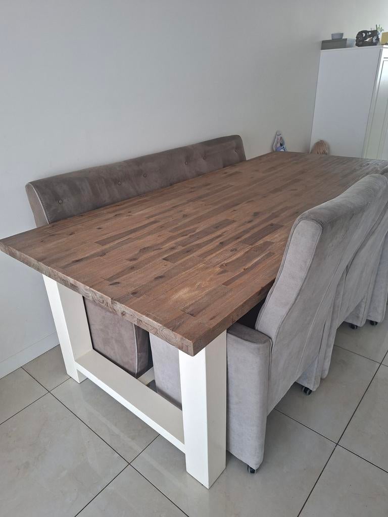Mooie eettafel! 105x230 cm met bank en 3 stoelen, Ophalen
