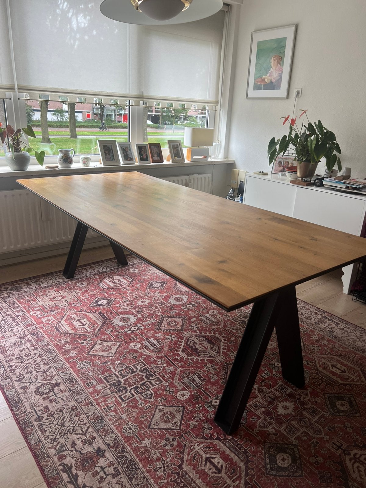 Linteloo Jinho design eettafel 220x100 cm – van De Bijenkorf, Huis en Inrichting, Tafels | Eettafels, Gebruikt, Eikenhout, 200 cm of meer