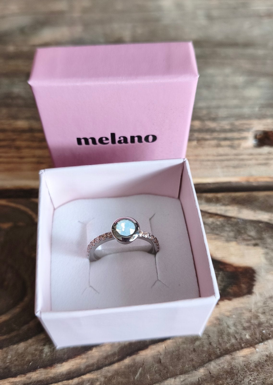 Melano vivid ring maat 58 met steen, Met kristal, Overige materialen, 19 tot 20, Nieuw