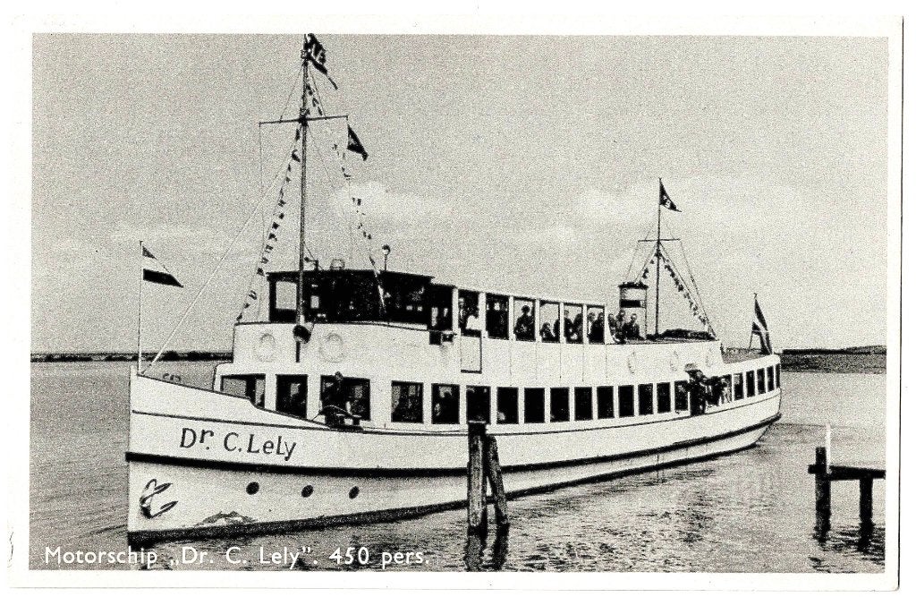 Harderwijk gld, rondvaartboot ms dr. C. Lely, ongelopen,, Verzenden, 1940 tot 1960, Ongelopen, Gelderland