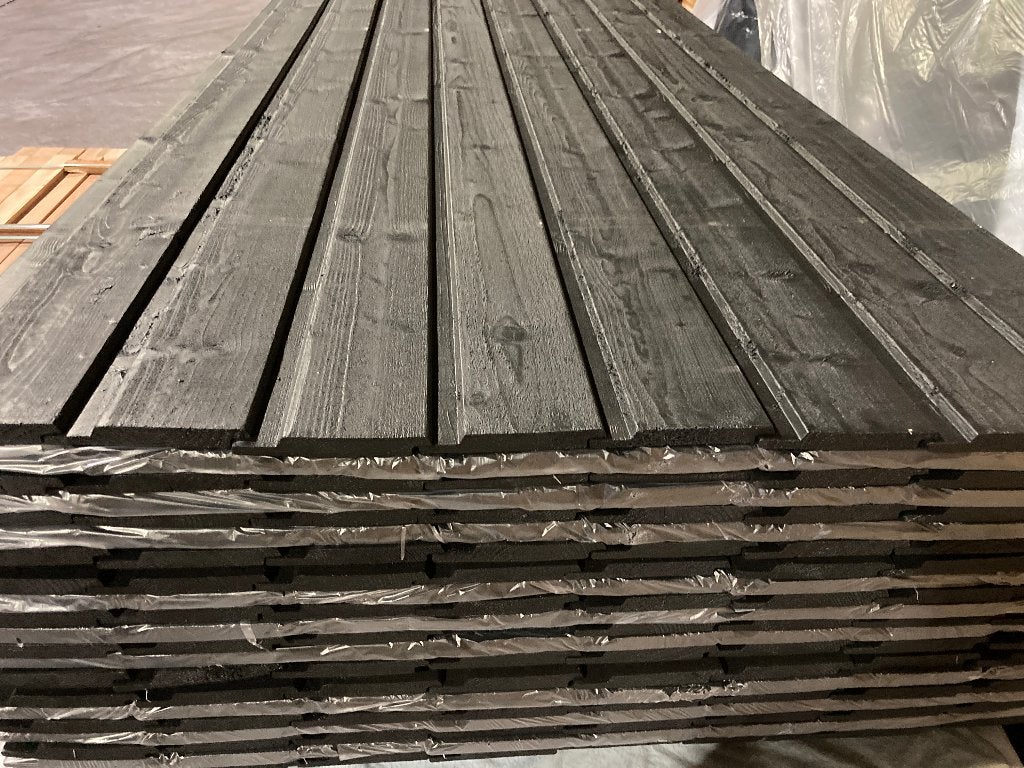 Zwarte rabatdelen-channelsiding-planken–schutting–18x130mm, Ophalen, Overige typen, Nieuw, Hardhout