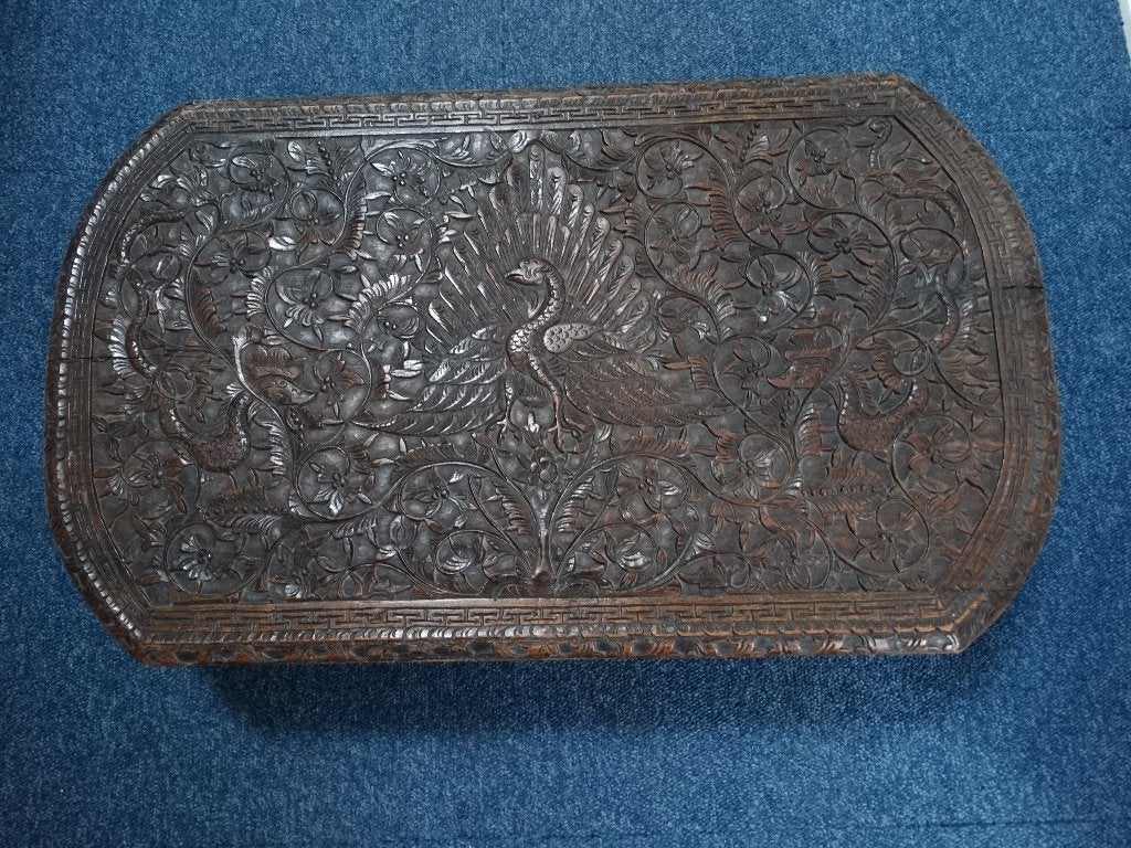 Houten naaidoos bewaardoos Indonesië, Nederlands Indië, Ophalen