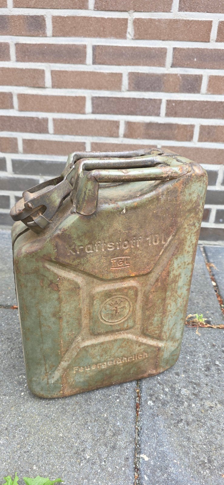 Vintage jerrycan 10L, Ophalen of Verzenden, Gebruikt