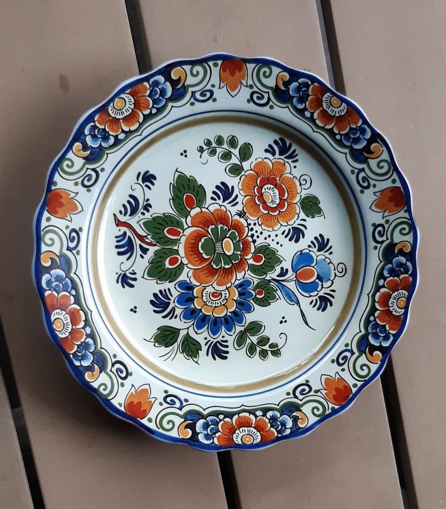 Delfts Polychroom Handwerk Wandbord - Bloemmotief, Antiek en Kunst, Ophalen of Verzenden