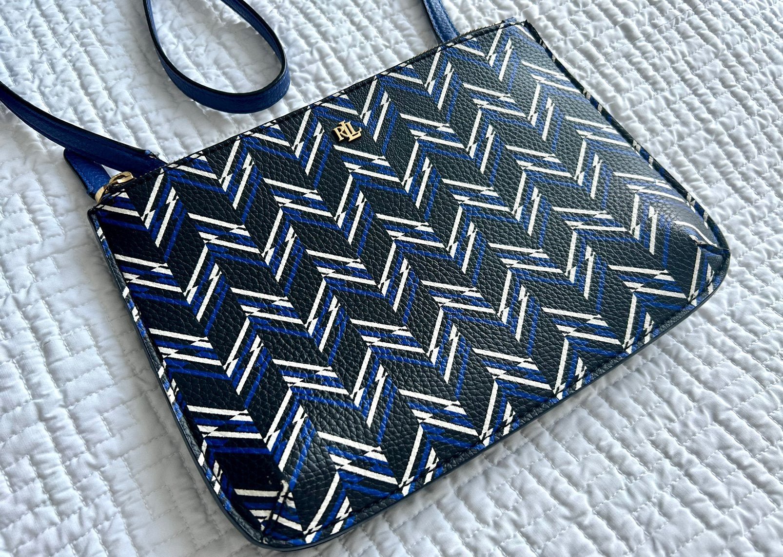 Ralph Lauren crossbody tas met patroon, Ophalen of Verzenden, Zo goed als nieuw, Blauw, Overige merken