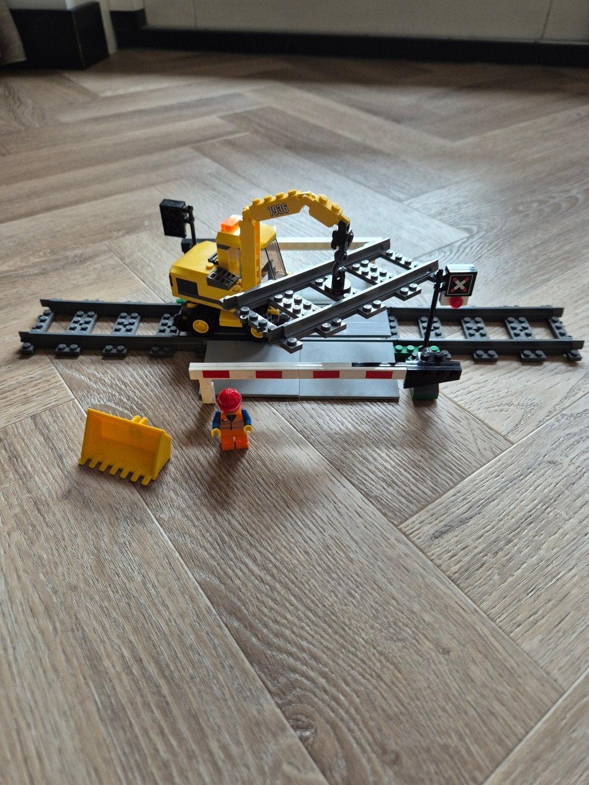 Lego city 7936 spoorwegovergang levelcrossing trein kruising, Lego, Ophalen of Verzenden, Complete set, Compleet