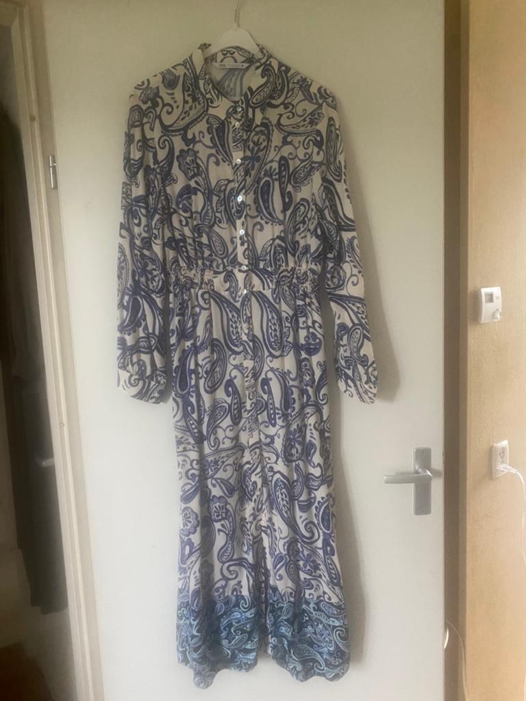 Prachtige ZARA jurk Paisley mt 44, Blauw, Maat 42/44 (L), Ophalen of Verzenden, Zo goed als nieuw