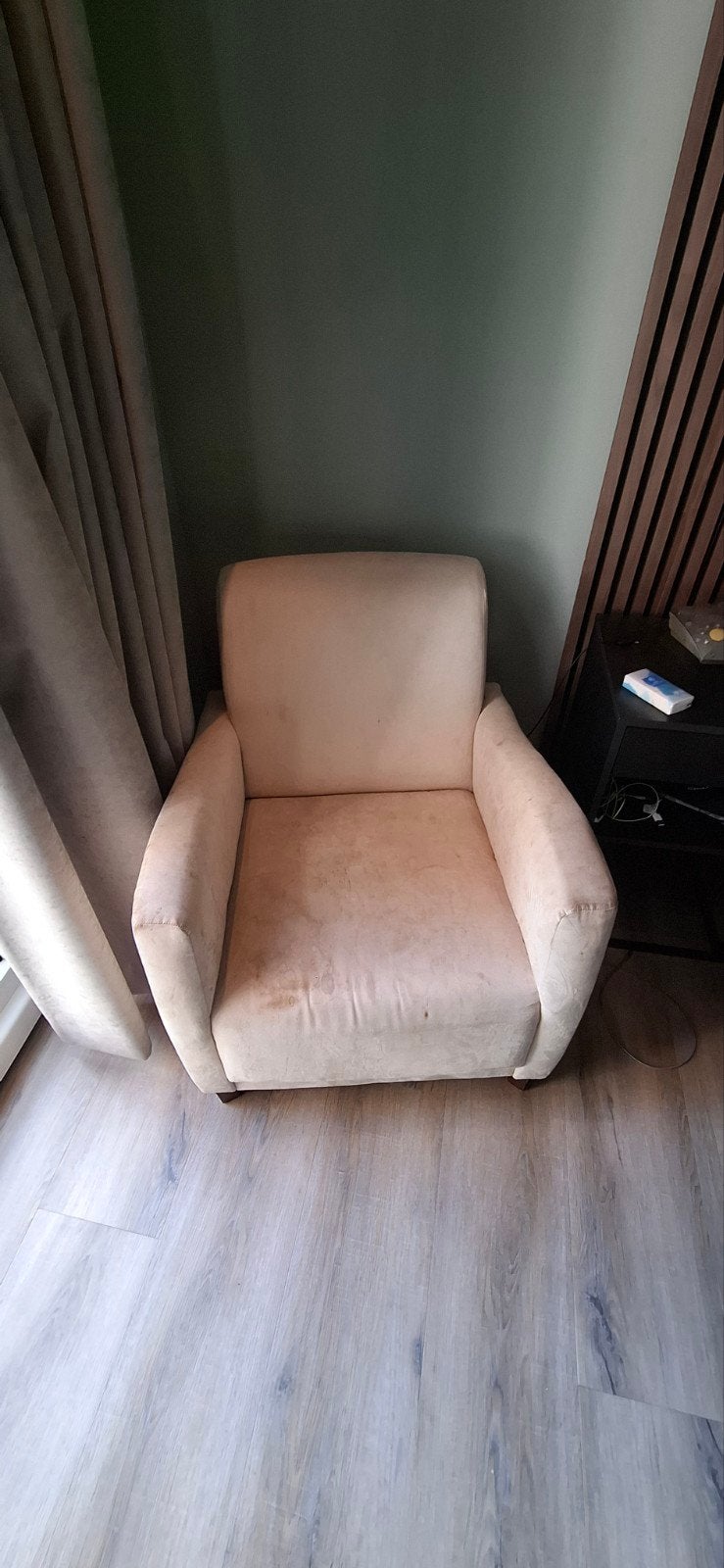 Fauteuil (met vlekken), Huis en Inrichting, Ophalen, Gebruikt, Eenpersoons, 75 tot 100 cm