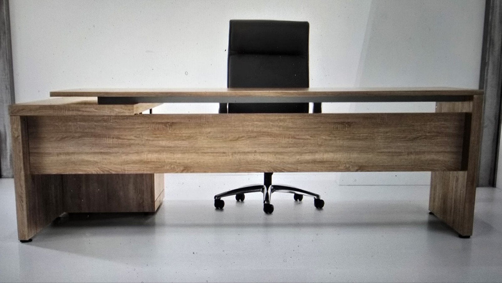 L-bureau Melamine Robson eiken met kunststof stootranden, Huis en Inrichting, Bureaus, Ophalen, Nieuw