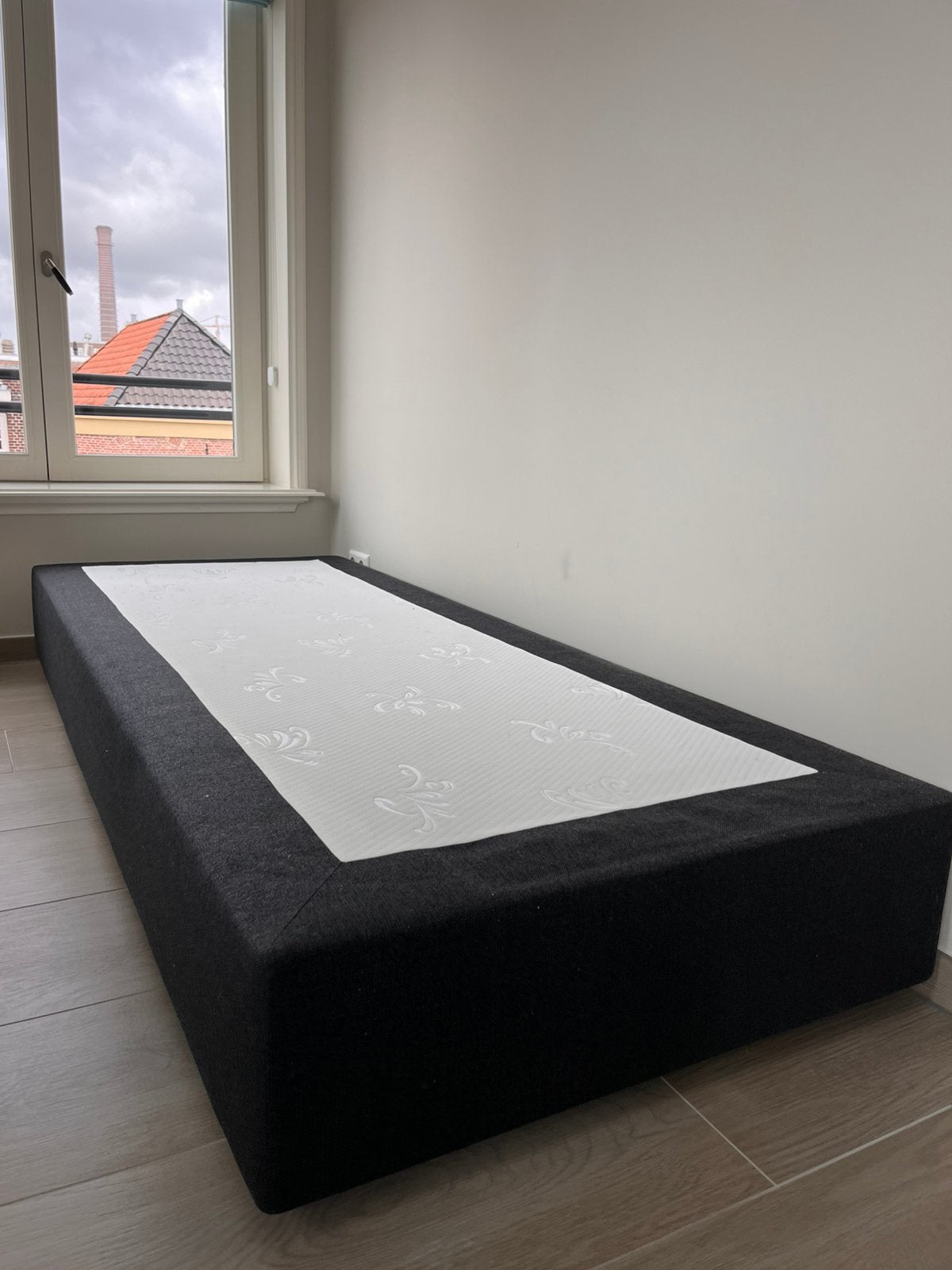 Boxspring eenpersoons 220 lang, Ophalen, Gebruikt, 90 cm, Eenpersoons