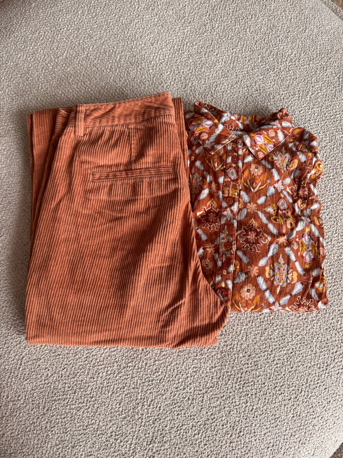 Sissy-Boy corduroy broek en blouse set - Maat XS, Oranje, Ophalen of Verzenden, Zo goed als nieuw, Maat 34 (XS) of kleiner