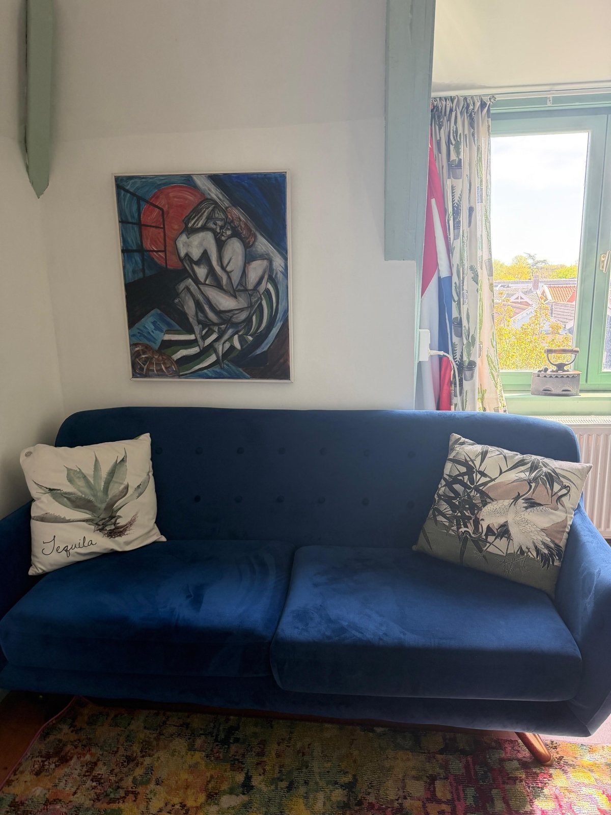 Beliani BODO 3-zits Bank | Blauw Velvet | 180 cm | €85, Ophalen, 150 tot 200 cm, Driepersoons, 75 tot 100 cm