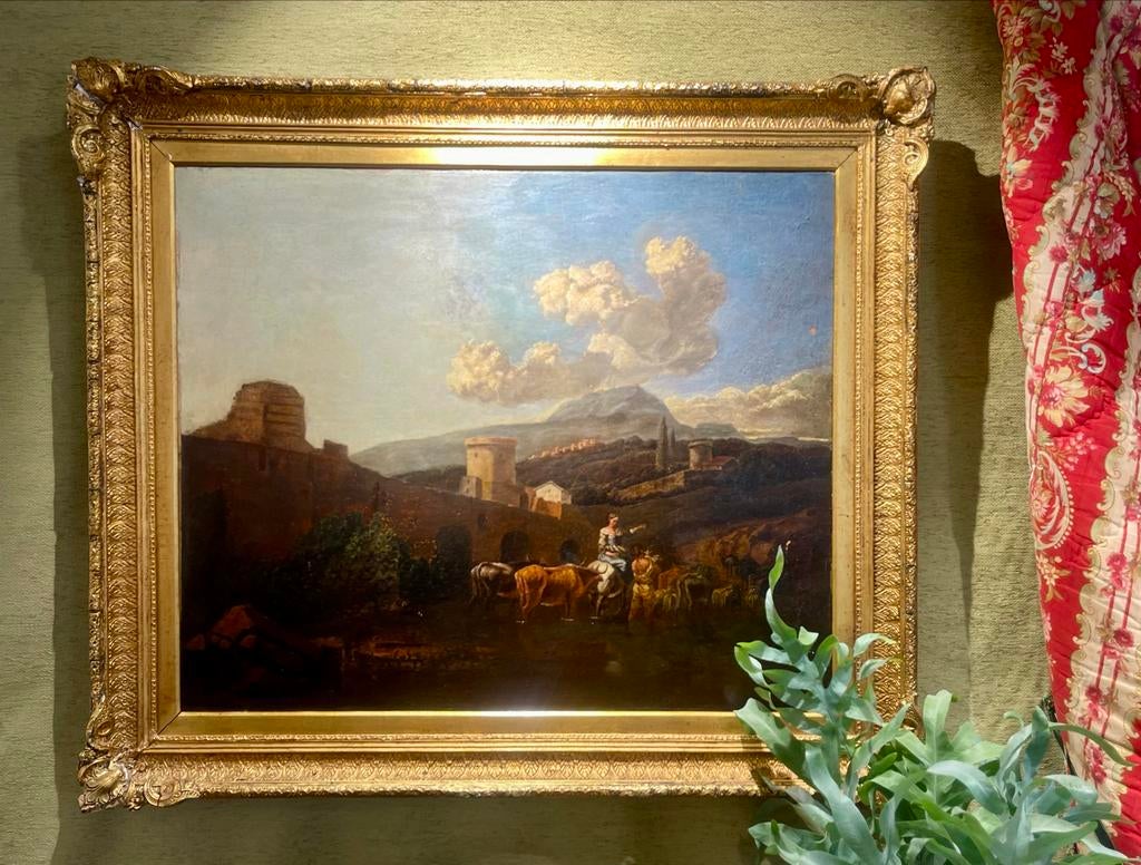 groot 18e-eeuws Italiaans schilderij antieke vergulde lijst, Ophalen