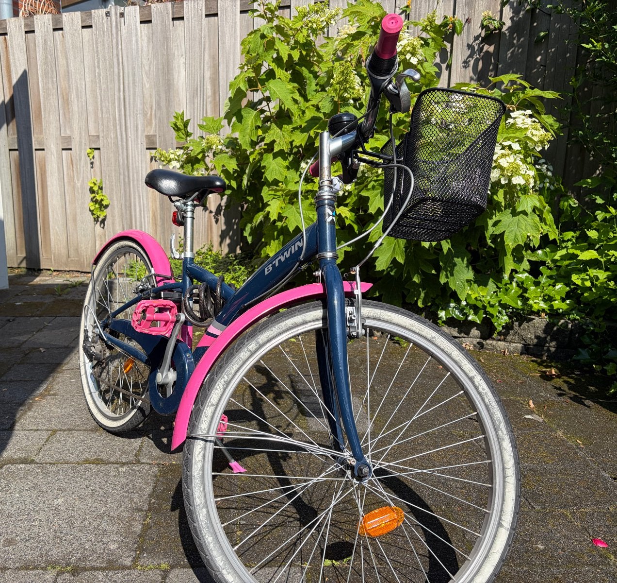 BTWIN Original 500 hybride fiets 24inch - Blauw/Roze, Ophalen, Velgrem, Versnellingen, Btwin (Decathlon)