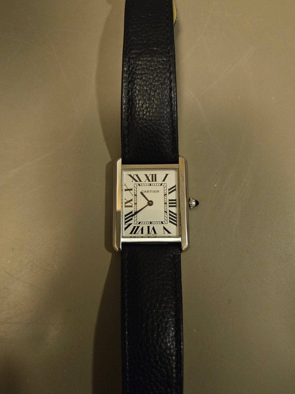 Cartier Tank Solo, Overige merken, Leer, Staal, Polshorloge