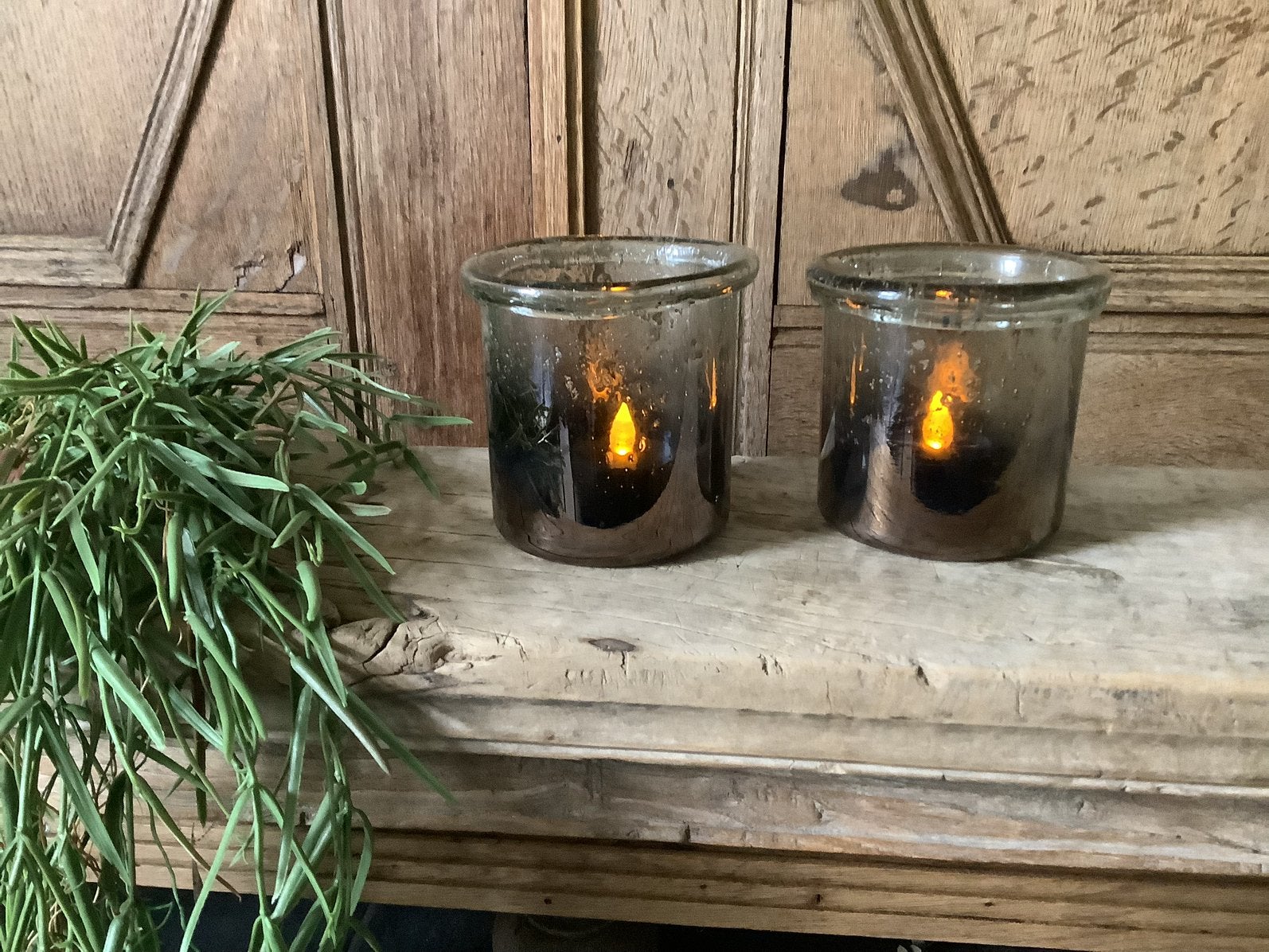 NIEUW bubbel glazen windlichten met gedeelte rookglas, Ophalen of Verzenden, Nieuw, Glas