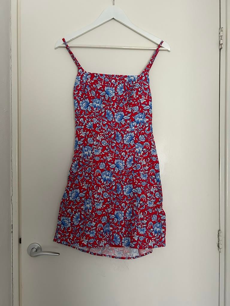 Mango jurkje rood met blauwe bloemen, maat S, Ophalen of Verzenden, Zo goed als nieuw, Maat 36 (S), Boven de knie