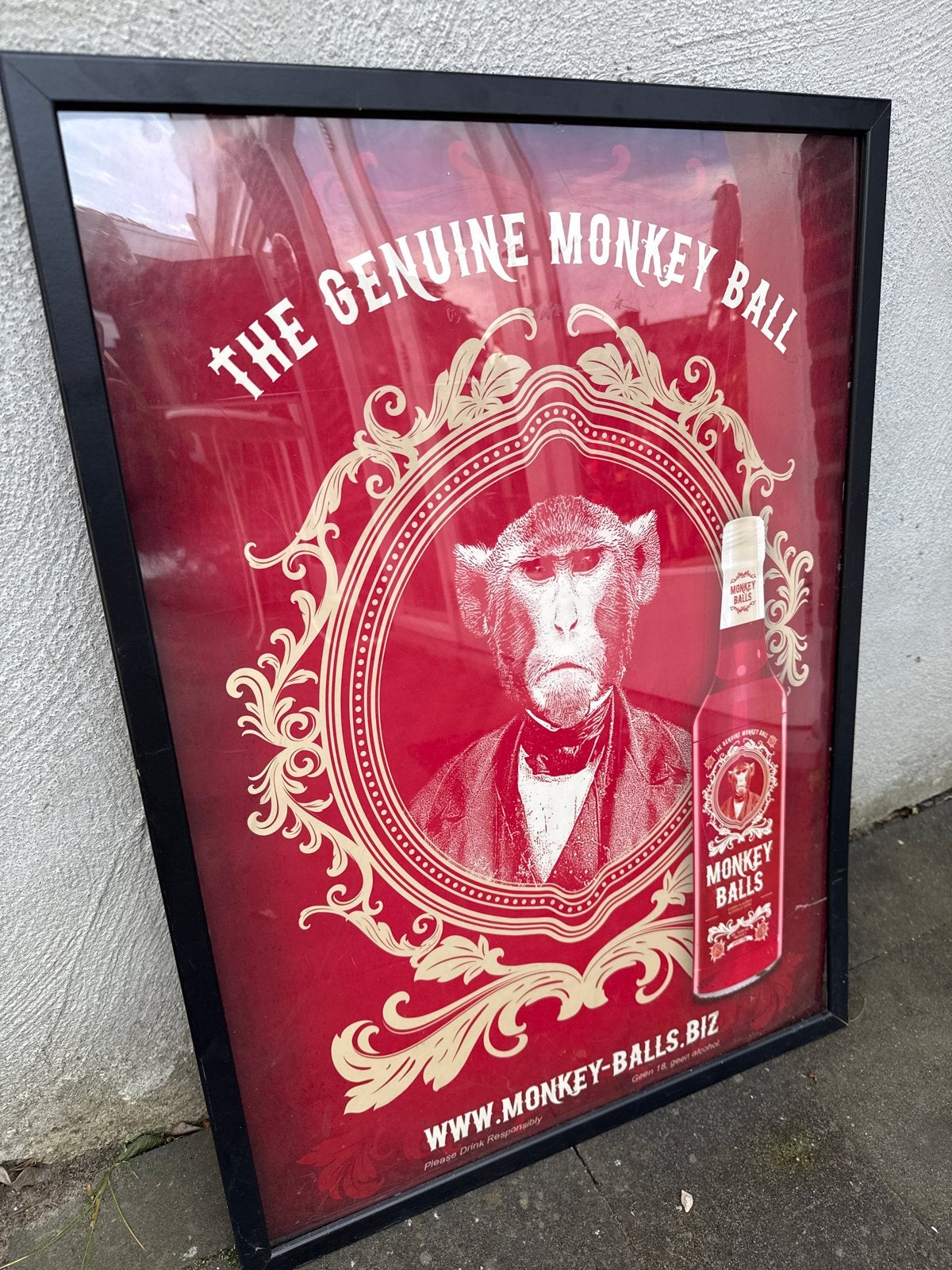 Ingelijste poster "The Genuine Monkey Ball" - 73x53 cm, 50 – 75, Gebruikt, Ophalen of Verzenden, Foto of Poster