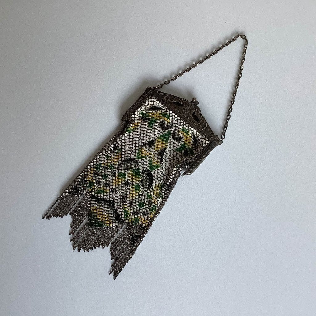 Zeldzaam art deco Whiting & Davis - Elsa Schiaparelli tasje, Antiek en Kunst, Ophalen of Verzenden, Dames