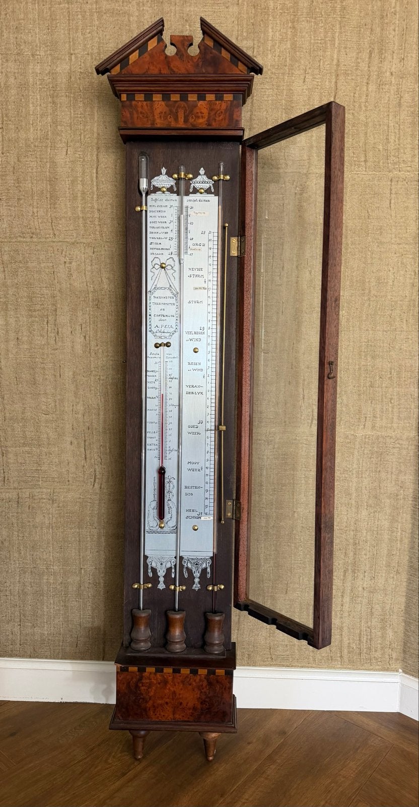 Antieke Barometer, Thermometer en Controleur door A. Peia, Ophalen