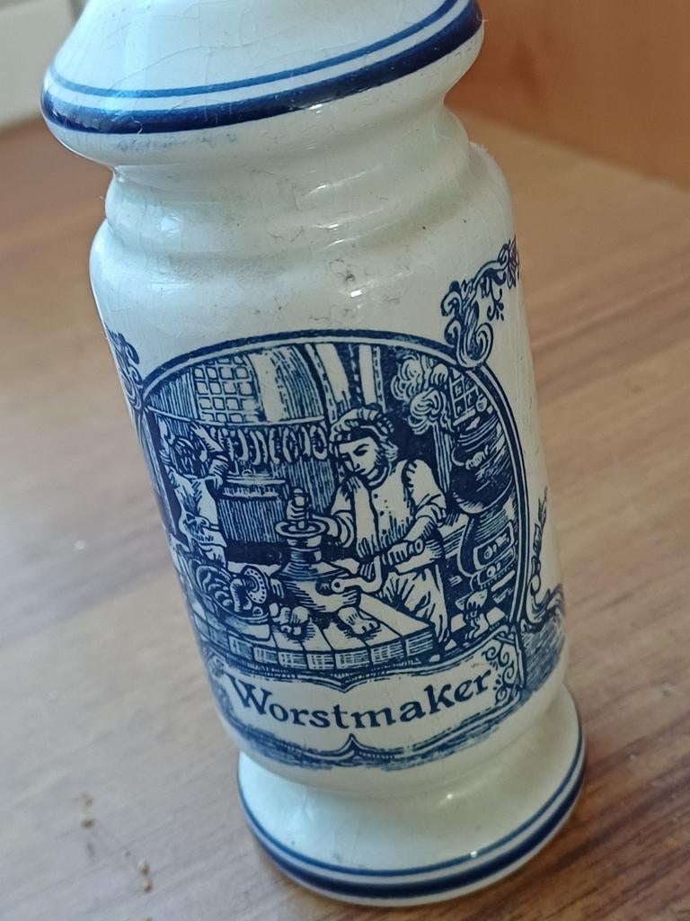 Vintage Delfts Blauw Worstmaker Kruidenpotje, Ophalen of Verzenden