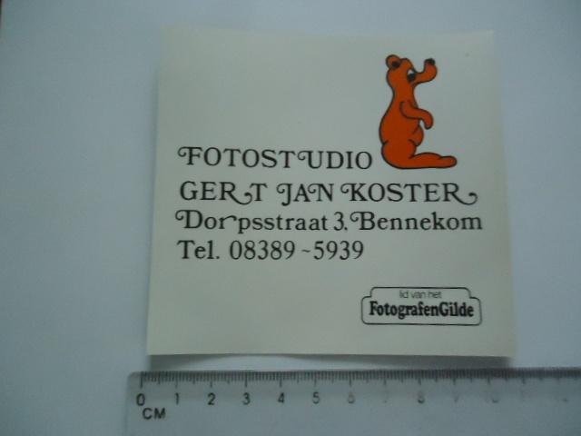 sticker oud Bennekom Gert Jan Koster foto studio film retro, Verzenden, Zo goed als nieuw, Bedrijf of Vereniging