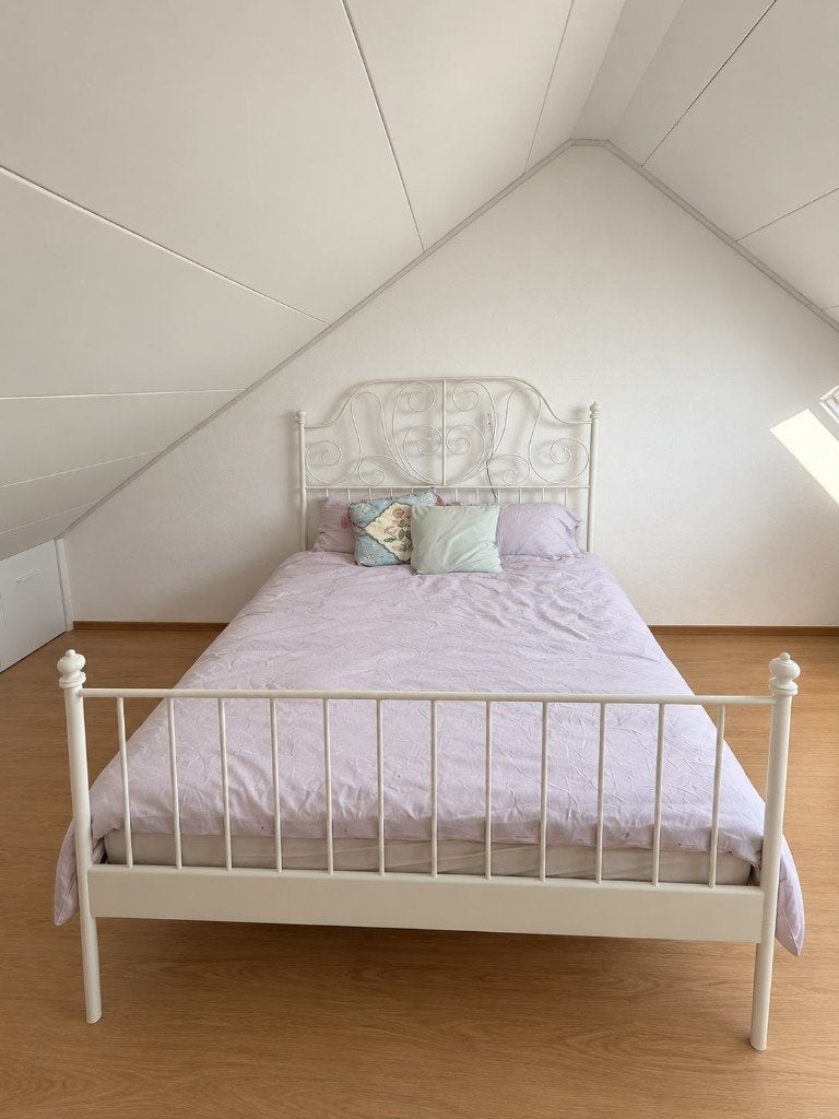 IKEA LEIRVIK bed 160x200 + VESTERÖY matras, Ophalen, Wit, Tweepersoons, Zo goed als nieuw