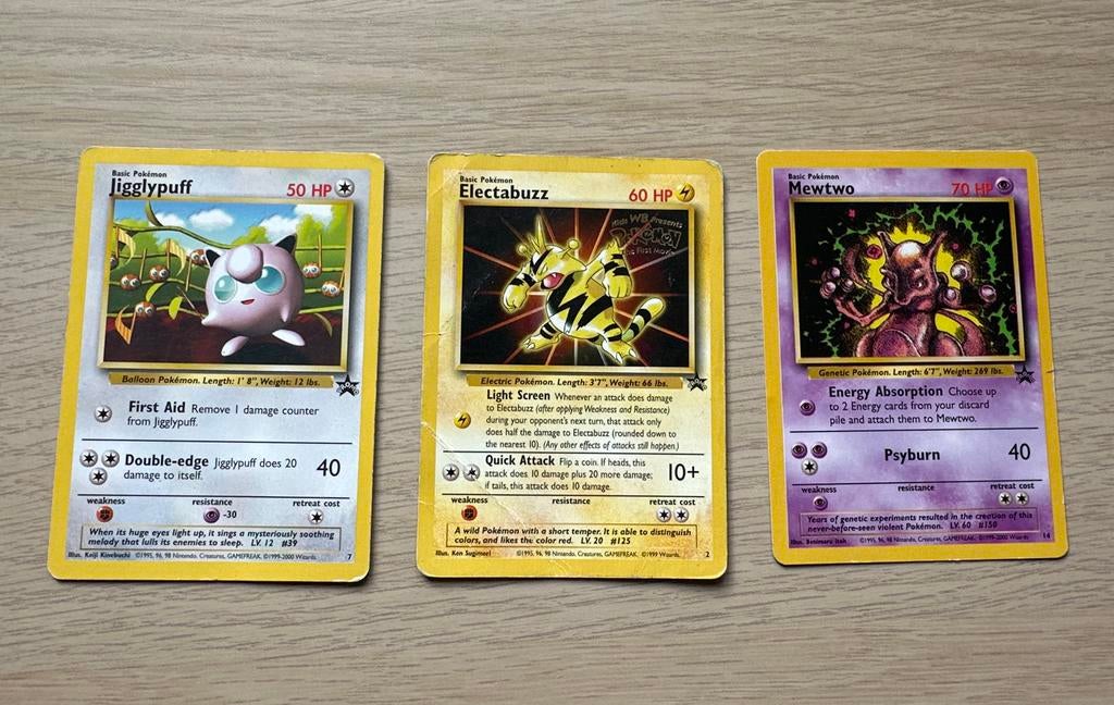 Pokémon Promo Kaarten: Jigglypuff, Electabuzz, Mewtwo, Ophalen of Verzenden, Zo goed als nieuw, Meerdere kaarten