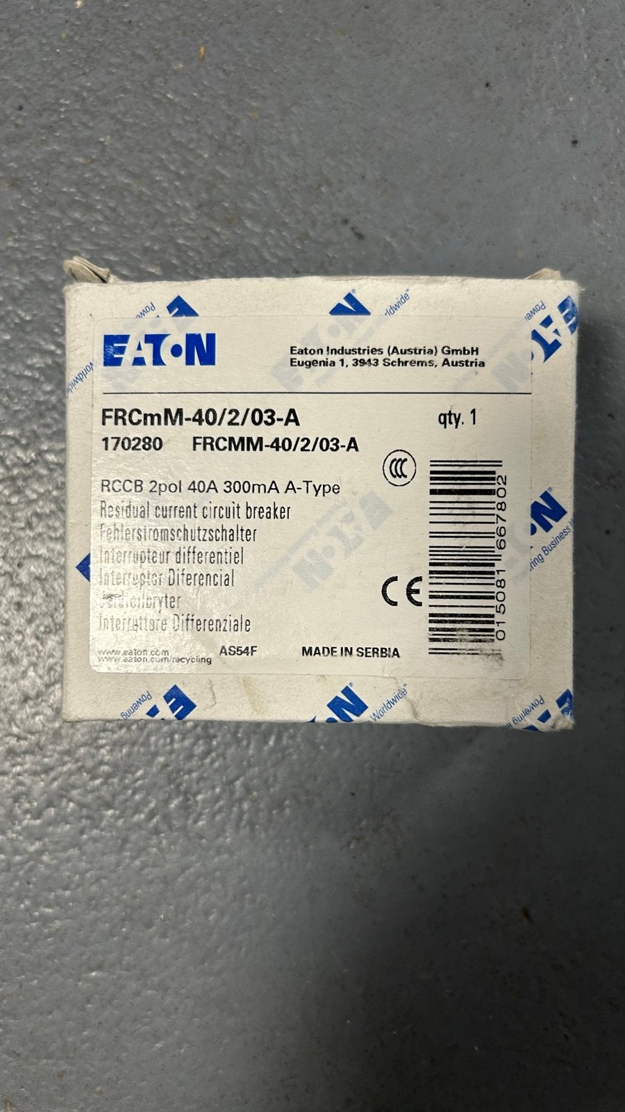Eaton FRCMm-40/2/03-A Aardlekschakelaar 2-polig 40A 300mA, Ophalen of Verzenden, Nieuw, Eaton, Aardlekschakelaar
